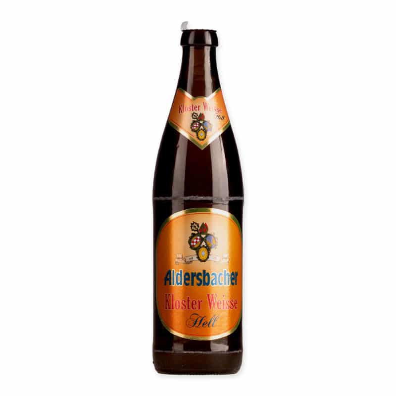 Proef de echte Duitse Weizenbier-ervaring met Aldersbacher Kloster Weisse Hell. Ideaal voor liefhebbers van rijk