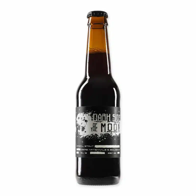 Dark Side of the Moon is a Belgian imperial stout with 9.5% alcohol. Full-bodied, dark, and rich in flavors such as chocolate and coffee.