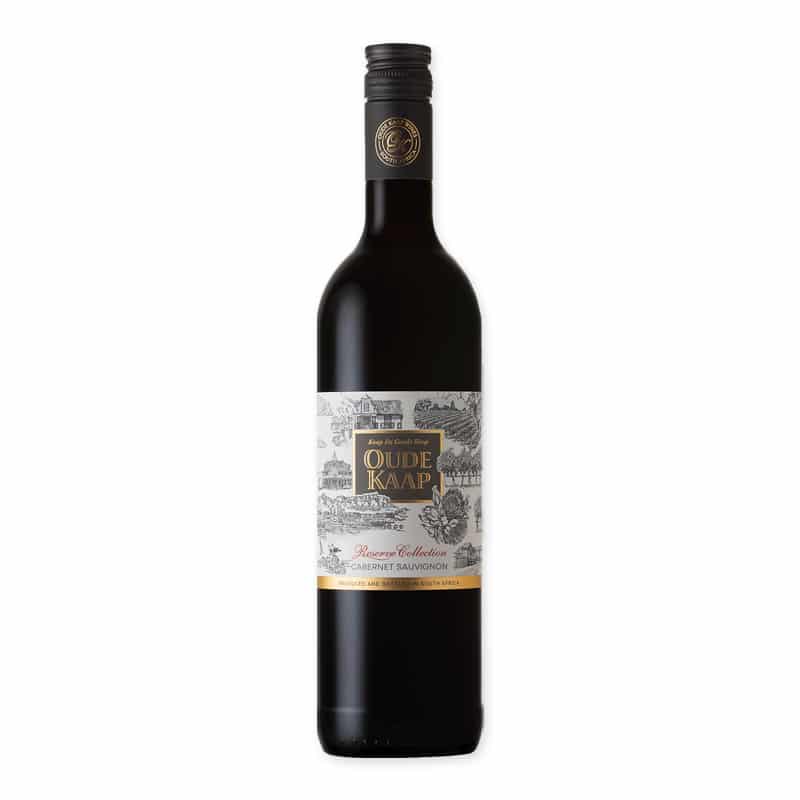 Ervaar de diepte van Oude Kaap Cabernet Sauvignon Reserve met tonen van zwarte bessen en vanille. Perfect voor elke gelegenheid met rood vlees of rijke pasta.