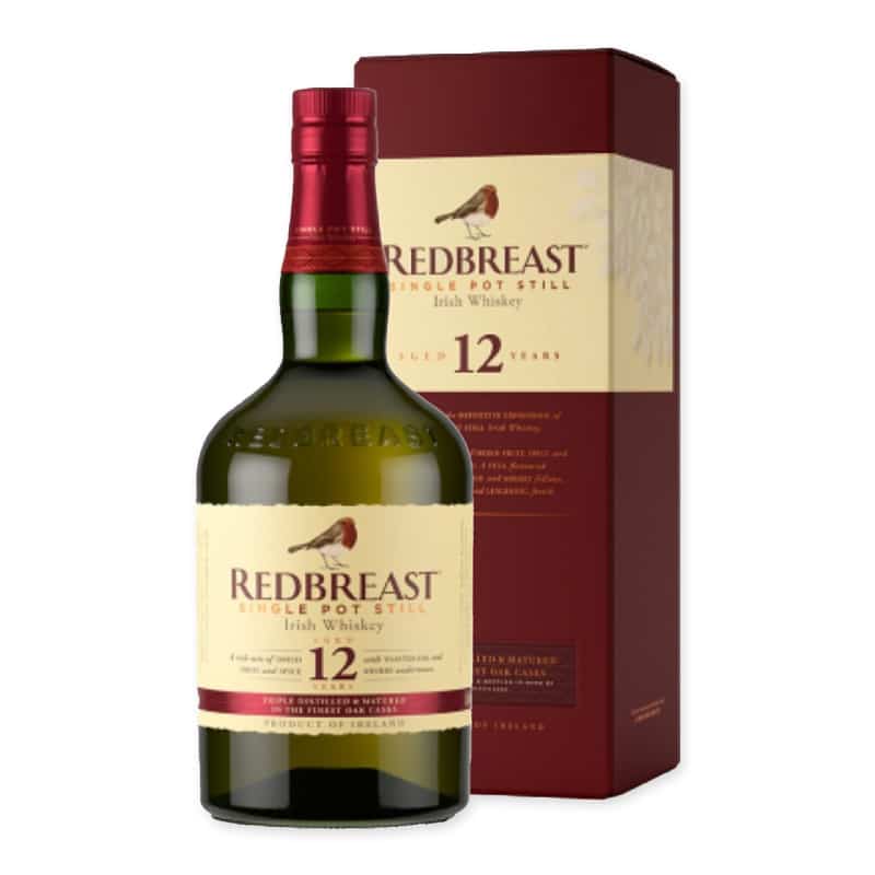 Redbreast 12 is an Irish whiskey with 12 years of aging in bourbon and sherry casks. Rich, smooth, and full-bodied in flavor.