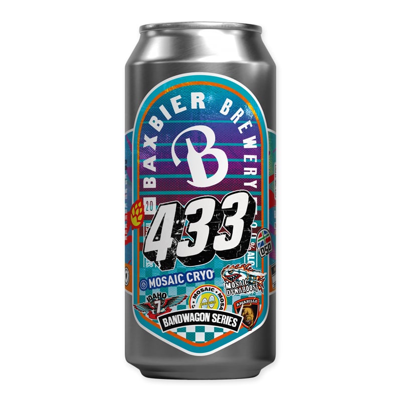 Bandwagon 433 is an 8% Double NEIPA from Baxbier. DDH with Idaho 7, Mosaic Cryo & Amarillo – juicy and silky smooth.