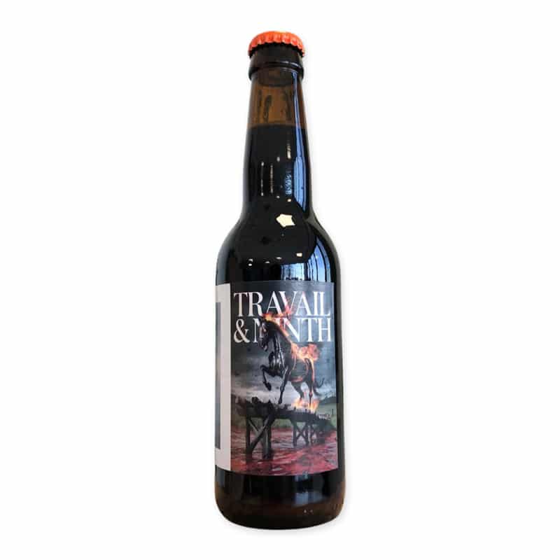 Travail & Ninth is a powerful 9.5% Russian Imperial Stout with double mash. Chocolate, coffee, and intense malt flavors.
