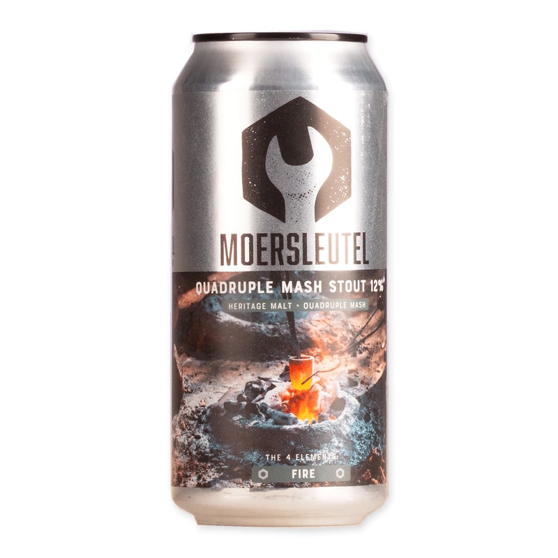 Moersleutel Fire is a powerful stout at 12% with heritage malts, marmalade, and blackcurrant. Pure, complex, and robust.