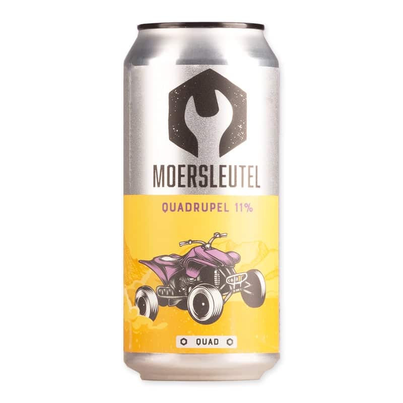 Moersleutel Quad is a modern quadrupel of 11%. Caramel, figs, and raisins. Full, powerful, and surprisingly smooth.