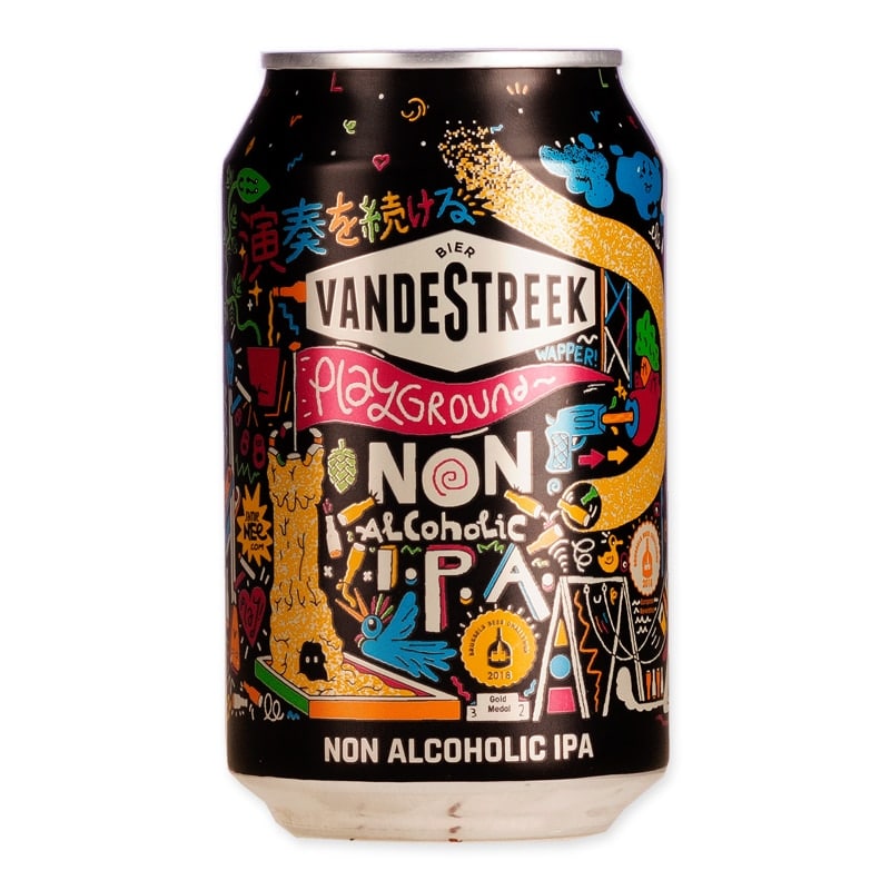 Playground is a 0.5% alcohol-free IPA from Vandestreek. Peach, citrus, and American hops – full of flavor, without alcohol.